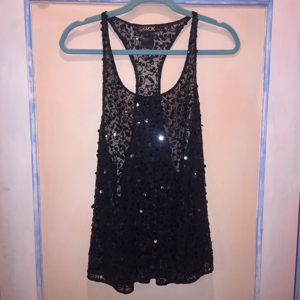 Black sequined top